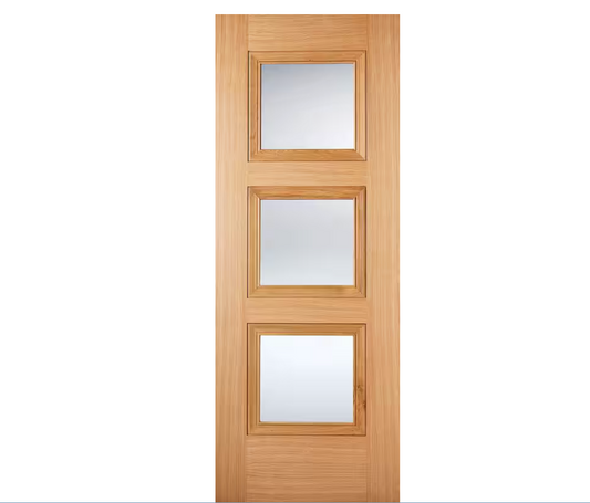 Amsterdam Oak - Clear Glass Prefinished Door